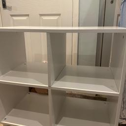 White bookcase. 
One side has a pink trim. 
Was in a set that you have under a mid sleeper bed. Fab condition. 
The shelf middle wobbles a bit but this is the way these are. Not really used.
