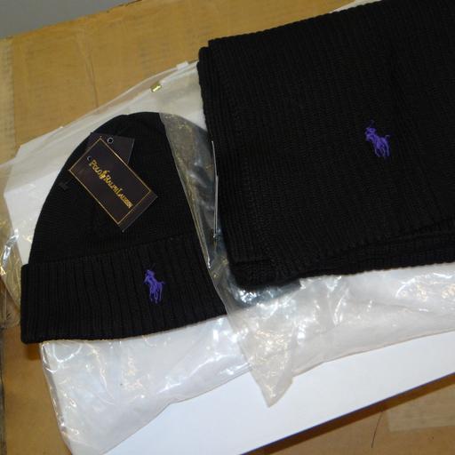 Buy & Sell West Northamptonshire Duston - West Northamptonshire - Photos for polo Ralph Lauren black and purple beanie set