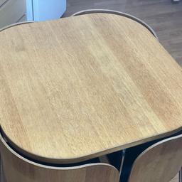 A quick sale

Compact Dining Table And 4 chairs has abit of wear and tear over all its in perfect condition to sit and use too ideal for a small family

Pet free home
Collection only

Table (length 84 cm, width 84 cm, height 75 cm). Chair (width 61 cm, depth 53 cm, height 76 cm, seat height 46 cm, seat width 55 cm, seat depth 39 cm).

Please only msg if your interested selling for someone pictures all show how condition
Is off of table. & chairs.

Price reduction was£40 now £25 clearing