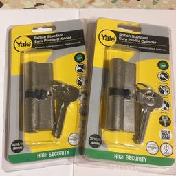 Brand New 
Yale Door Locks
High Security; anti- drill, anti-bump, anti-pick
Euro profile cylinder 
All locks come with 3 keys 🔑 
Only 2 available in this size 
35-10-35. (80mm)
No offers 
Collection from Dudley 
Grab a bargain these are £20 on the shops 
Price is per lock
