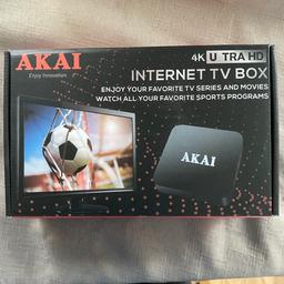 Akai AKSB216 2gb Ram 16gb Rom Android Smart TV Box - 4K Ultra HD - Wi-Fi. Brand new in box, never used, collection or can deliver locally.