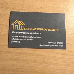 Hi I do property renovations from plumbing to full bathroom and kitchens to odd jobs that need doing fixing leaks ect fitting Pvc doors and windows ect drop be a message or text/ call on 07738279531
