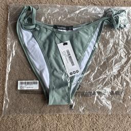 Brand new with tags ladies boohoo tie side bikini brief, green