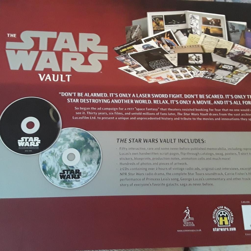 StarWars the Vault complete only looked through once..can be picked up safely...no offers....but have other Starwars books listed will consider offers for the lot along with this one....