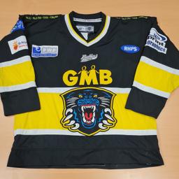Used Nottingham Panthers Jersey 2009/10
 Size Adult XL

No Returns or Refunds 

All postage costs £5