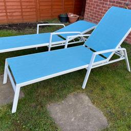 Both have not been used since buying last summer. Have kept them covered in garage so just have basic signs of storage. Otherwise in immaculate condition.  Collection only from Sk7 5dz. Will need a long car / van. 
Both sold together for £50.   No offers.  
Sun bed. Sun loungers.  Thick strong Plastic frames with lovely reclining rattan lining. Light and easy to move yet sturdy and comfortable !
Outdoor loungers.