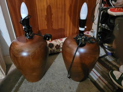 Buy & Sell Worcestershire Redditch - Photos for 2x Wooden Table Lamps with 2x old lamp shades