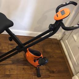 Folding exercise bike in very good condition.
Screen display, pulse, speed, calories, distance and timing.
Collection Gravesend or small fee delivery.