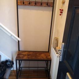 wooden bench , black metal frame , bought but too big for my hallway, lovely item.