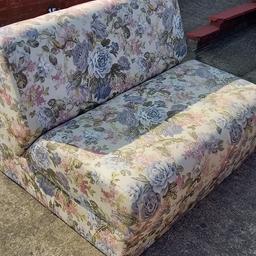 floral folding sofa bed.. (lightweight)
bought for camper but too long..
44" wide. height 24"..80" long
when folded out.
good condition ...space needed..
£15   ..collection...
ideal for sleepovers..