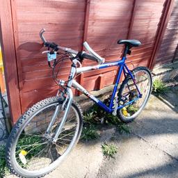 18 speed mountain bike been stored for a while fitted new brake blocks comes with spare tyre and brake cable ready to go may need some minor adjustments due to storage collection only