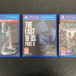 Verkauft werden 3 Spiele für die PS4

Last of us 2 -      20€
Until DAWN -      18€
Assassins Creed Syndicate - 18€