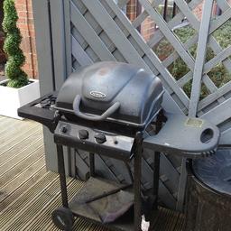 Working Gas BBQ - no gas cylinder included - free for collection only. 

Has wheels for easy movement and side hob for cooking.