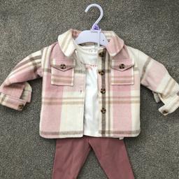 Tesco Fred&Flo baby girl outfit 3-6 months includes shacket, long sleeved top, leggings. Shacket worn once. Top and leggings not worn.

From a pet / smoke free home. Collection only. Cash upon collection please. Thanks.