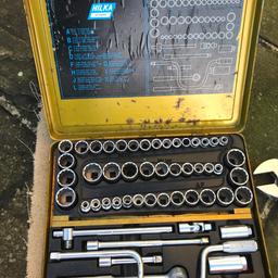 52 piece 1/2” Socket set
16 piece1/2” deep impact Socket set=SOLD
Britool 1/2” drive Torque Wrench 0-100 lbs/ft
2 sets of Combination (metric & af )Spanners
10” & 18” adjustable Spanner’s
19mm wheel Wrench
22mm wheel Wrench
0-2” Micrometer
Underseal gun
Large Hammer
Adjustable Reamer
24” Stillson

Collection Only
Could deliver if local