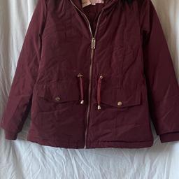 Miss Selfridge: Burgundy hooded jacket 
Petite Size 8