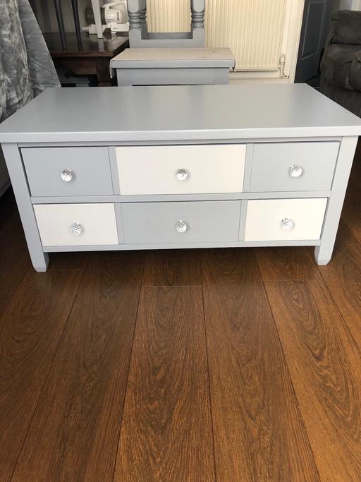 Buy & Sell Greater Manchester Bolton - Photos for Grey Solid oak coffee table/ side unit