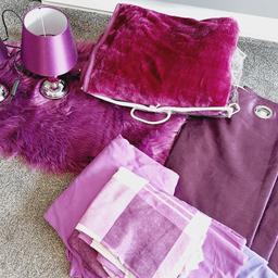 selling a bedroom set, includes x2 Lamps, 90x90 lined curtains, large fur bed throw blanket, purple fluffy rug and also bed sets... all items are in immaculate condition. selling on behalf of my my mum.

collection from Bilston wv14