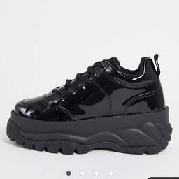 asos black patent chunky trainers size 7 tried on two big can't return great trainers rrp £35 selling 20 or best offer pls check out my other items bargain galore 😀