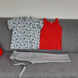Gr.46 
wie neue
Shirt von " Nina von C"- 3.50€
Bluse von Biaggini -5€
neue Sommer 3/4 Hose  H&M -10€
BW:43-48cm wegen Gummiband
L:100cm