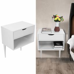 Item Type: Bedside Table
Material: MDF + Iron
Weight: Approx. 8000g / 282.2oz
Table Load Bearing: Approx. 60kg / 132.3lb
Drawer Load Bearing: Approx. 20kg / 44.1lb
Product Size: Approx. 30x30x60cm / 11.8x11.8x23.6in
Feature:

1. Wall bedside table is made of MDF and iron frame materials, which is resistant to abrasion and scratches.
2. With a drawer and an open compartment, it provides ample storage space for books, keys, wallets, etc.