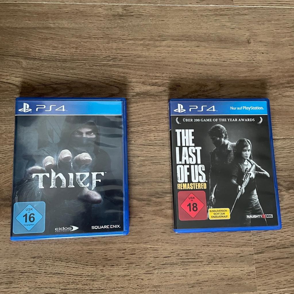 Kaum gespielt
Thief 10€
The last of us - Remastered 20€ (FSK 18)
Preis pro Spiel