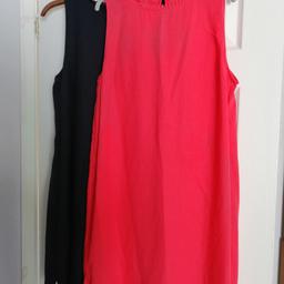 2 unworn dresses, size 18. one is a bright coral pink, the other a true navy and both are 52% flax linen, 48% viscose. They are button back with a lovely detail to neck, as seen on photos 2 and 3, and have small side splits.

Dressed up for an event or work, or dressed down with sandals, they are very versatile.

£25 each when bought, I am selling both for £30 including delivery within UK. You would be welcome to collect from Croft, LE9.