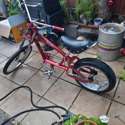 chopper for sale good bike hardly used anymore does come with mudguard but does need abit of a work from that it's a brilliant bike rides well rare cherry red colour. nearest offer thanks for looking