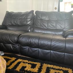 Good condition 2 leather sofas that recline with USB port. Needs to be plugged in to work. You will need to be able to take the sofas out yourself from the living room (front room of house).