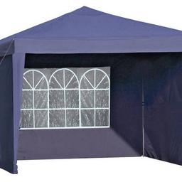 3m x 3m Pop Up Weather Resistant Garden Gazebo all new in box was £195 and now £125 and we can deliver local free 
With three full-length side panels and a pyramid roof, this navy gazebo will shelter your garden from wind and rain, creating the perfect spot for a picnic lunch or kids' play area. Waterproof fabric will keep the interior dry: steel poles reinforce the fabric panels and guy ropes can be fixed to the ground for extra stability. With pop-up assembly, the structure is easy to install