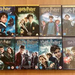 All 8 Harry Potter DVDs in good condition. Note 8 are the double CD special editions, hence 16 DVDs in total.

£8 the lot.
