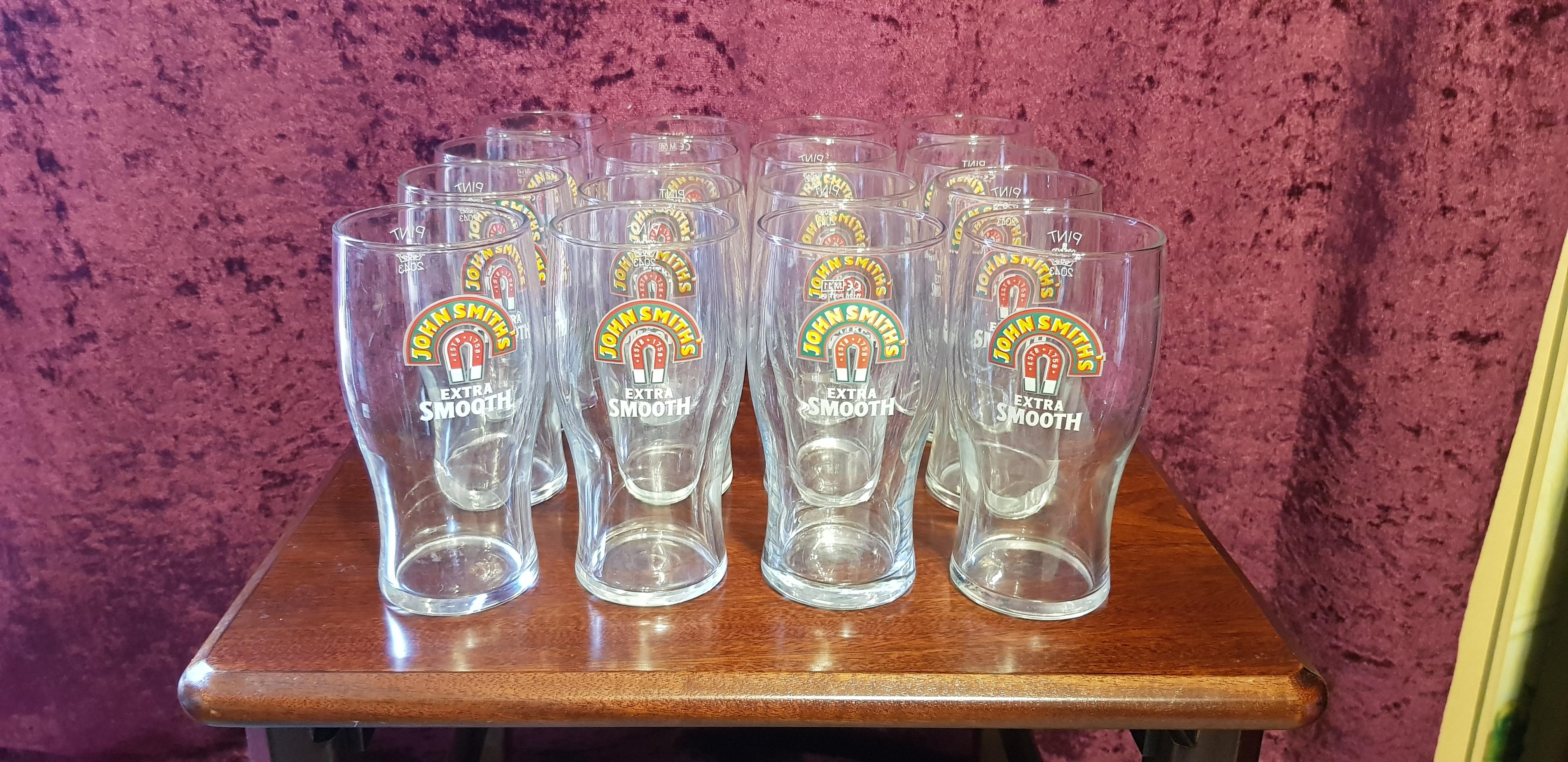 16 x John Smiths Extra Smooth Pint Glasses in TN23 Ashford for £8.00 ...