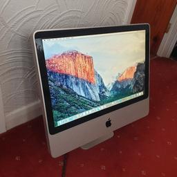 iMac A1224 (Mid 2007)

20" Screen
2GHz Intel Core Duo
4GB Memory
250GB Hard Drive
WiFi, Bluetooth, Webcam, Facetime, etc.
Inbuilt speakers and working CD/DVD drive

Office 2011 installed (Excel, Word, Outlook, etc) and also Chrome

Running macOS El Capitan

Good condition.

No keyboard or mouse included, but you can use any USB keyboard/mouse.

May deliver if you are within 10 miles of WV12.