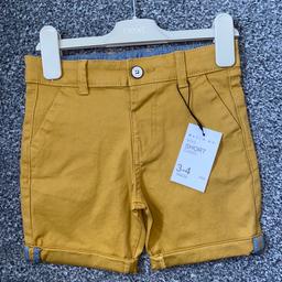 Boys mustard chino summer shorts 
Size - 3-4 years 
Brand new with tags