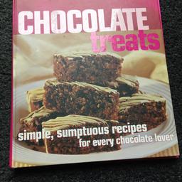 Chocolate treats book. A book full of chocolate treat recipes. Great item for any chocolate lover! Includes writing as well as pictures. B36 area. £2.