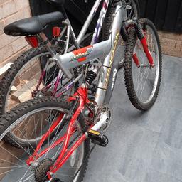 mountain  bikes his and hers both  26 inch frames both  ride well  fair condition  no longer used 
collection only