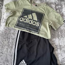 Adidas boys shirt and shorts set size 11-12 years hardly worn like new