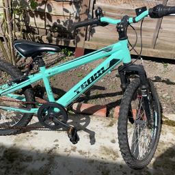 A bike clearing out as we are moving works fine

Just by being outside the metal bits r rusty but with abit of wd40 it should b smooth grab a bargain for a young boy
Mint green colour