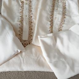 Aged 8 and 14
In Cream with detailing around neckline and front.
Matching plain cream pyjama bottoms with elasticated waists.
£10 each