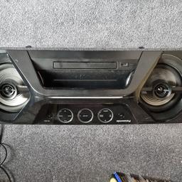 This thing is awesome just don't use it anymore so selling. it is loud powerful and the bass is great 300watt. Easily use for party get together. Plays cd has radio and you can play music from your phone youtube ect with an app on play store. Comes with remote and power cable. Collection only as this would cost too much to post.