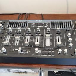 Very powerful 4 channel Ibiza professional mixer with eq to tweak for the Amazing sound hard to come by. Great condition comes with addition light to spot check records in the dark ( bought separately but will add in) all working. collection only please cheers.