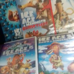 Ice Age Dvd Bundle
Ice Age
Ice Age The Meltdown
Ice Age 3 Dawn of the Dinosaurs
Ice Age 5 Collision Course
Ice Age A Mammoth Christmas