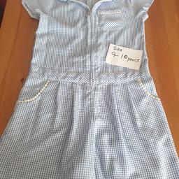 Girls school summer playsuit light blue checked/gingham aged 9-10 
From a smoke free home, collection from chatham, listed on other sites.