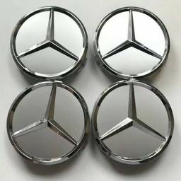Mercedes Alloy Wheel Hub Centre Caps Silver 75mm Badge Emblem (Set of 4)