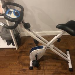 Folding exercise bike in good condition.
with LCD display, hand pulse sensors, display calories, distance and timing.
Adjustable resistance levels. Collection Gravesend or small fee delivery.