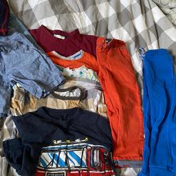 Good condition different brands 

5 long sleev 
8  small t shirt  
1 jogger 
2 top 
2 short 
1 hat