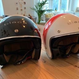 Helm für Motorrad/Moped
Marke: Black
Schwarz/Weiß Helm: Größe M (bereits verkauft!)
Rot/Weiß Helm: Größe S
Eingebautes Visier
