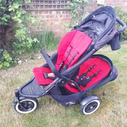 Phil & Teds Dot double buggy.

Cleverly designed, allowing one child below the other so it is the same width as a single. Very good condition. It can be used as a double buggy or as a single. From new born onwards. Very easy to fold. From a pet free and smoke free home. One wheel cover has come off (see photo) but does not have any impact to the functionality. RRP: £598

I'm throwing in 2 brand new accessories for free: 1) rain cover and 2) winter foot muff in red (see photos). Collection only.