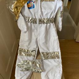 Astronaut costume complete with customisable ID badge, soft helmet and gloves.
Suitable for ages 3-6 according to the tag.
Worn once or twice for a few minutes only.
Retails for £25-£30