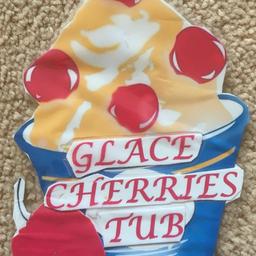 1 x Glacé cherries Tub Sticker
This is a laminated sticker and has double sided tape on the reverse so that it can be stuck onto your surface.
The first picture is showing the actual item and the 2 nd pic is showing the sticker attached onto a white circled background